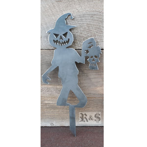 Pumpkinhead Zombie Kid Halloween Yard Stake